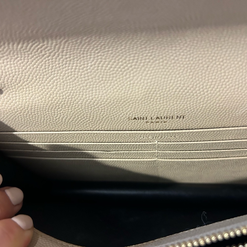 Saint Laurent Tan Chevron Quilted Clutch - Picture 7 of 12